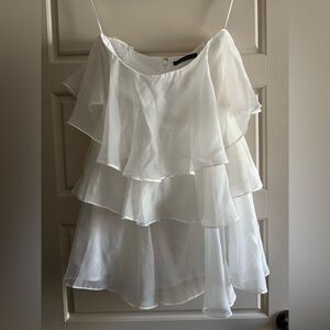 Abercrombie & Fitch White Ruffle Mini Dress